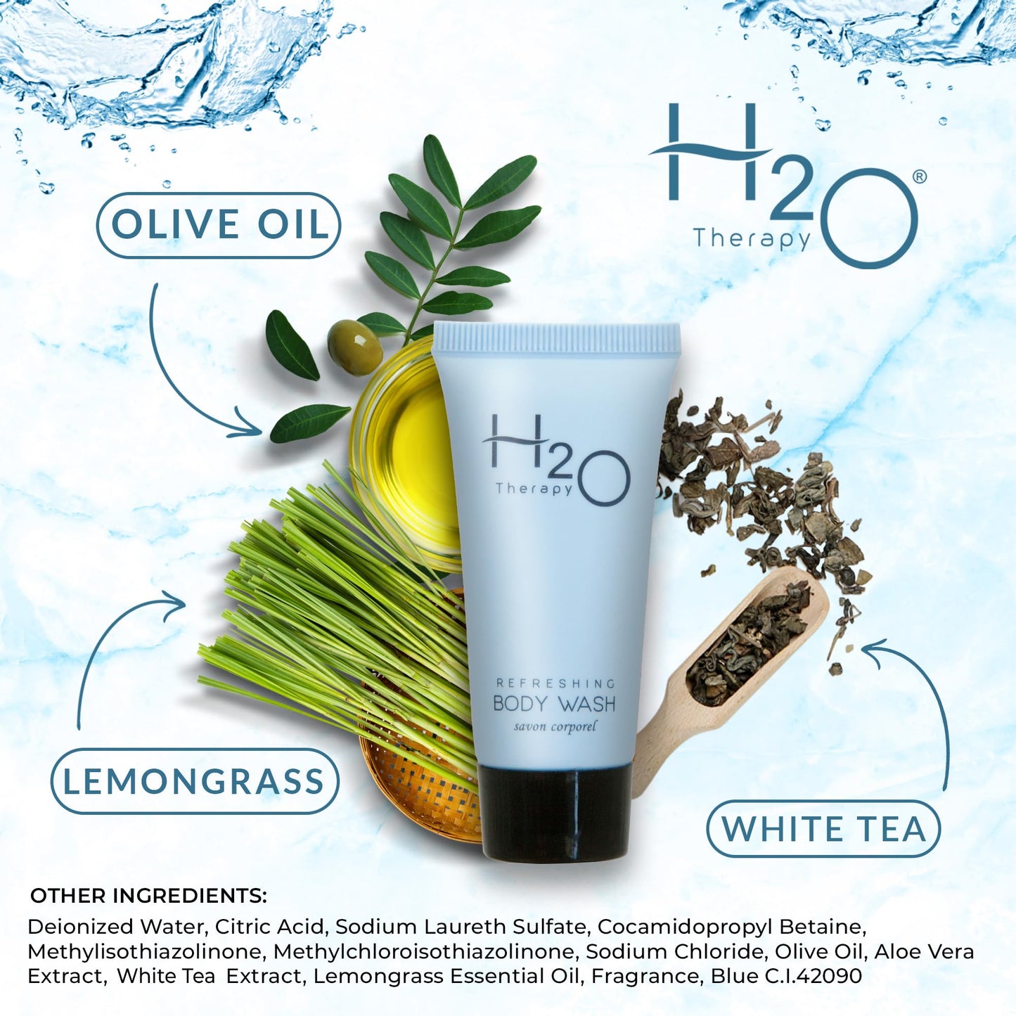 Travel Size Hotel Body Wash 20 Count 0.85 oz Bottles Guest Amenities for Hotels Vacation Rentals and Short Term Rentals Paraben Free Green Tea Scent Beauty & Personal Care H2O Therapy