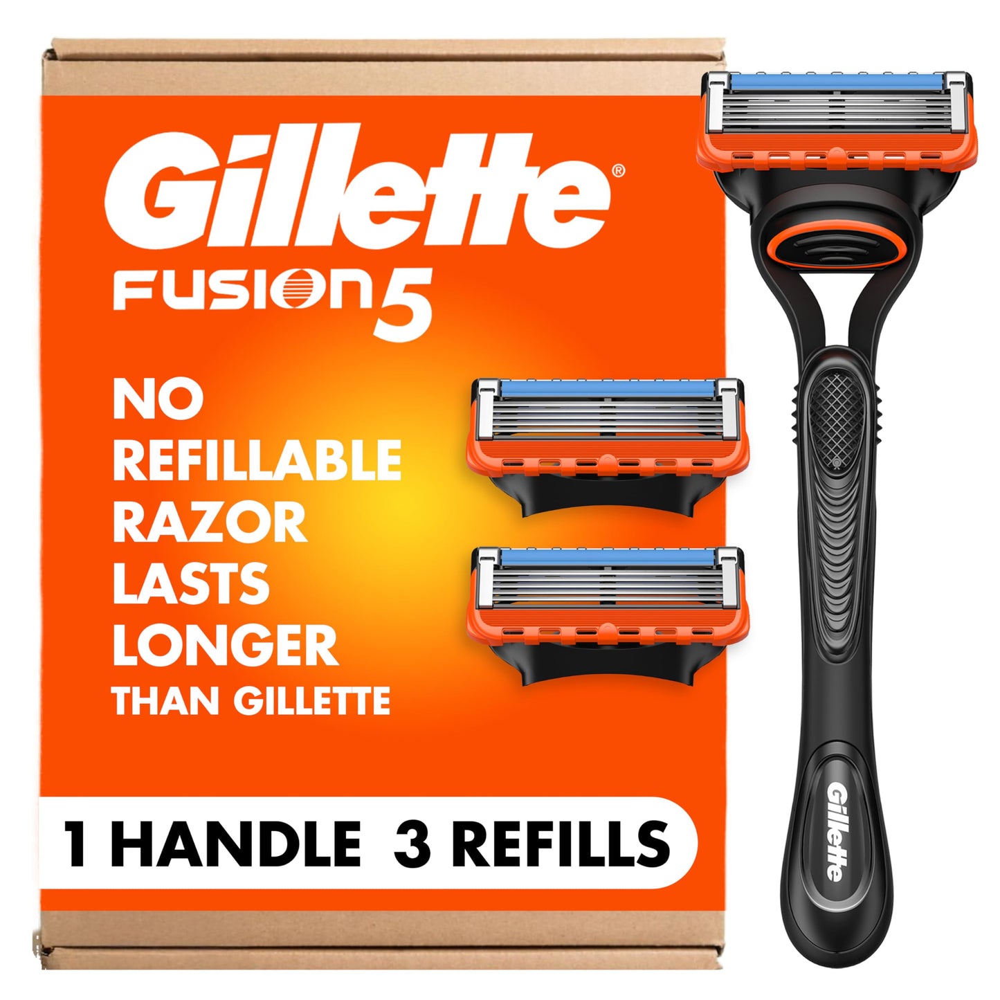 Gillette Fusion5 Razor for Men, 5-Blade, 1 Razor Handle, 3 Blade Refills Beauty and Personal Care Gillette Default Title
