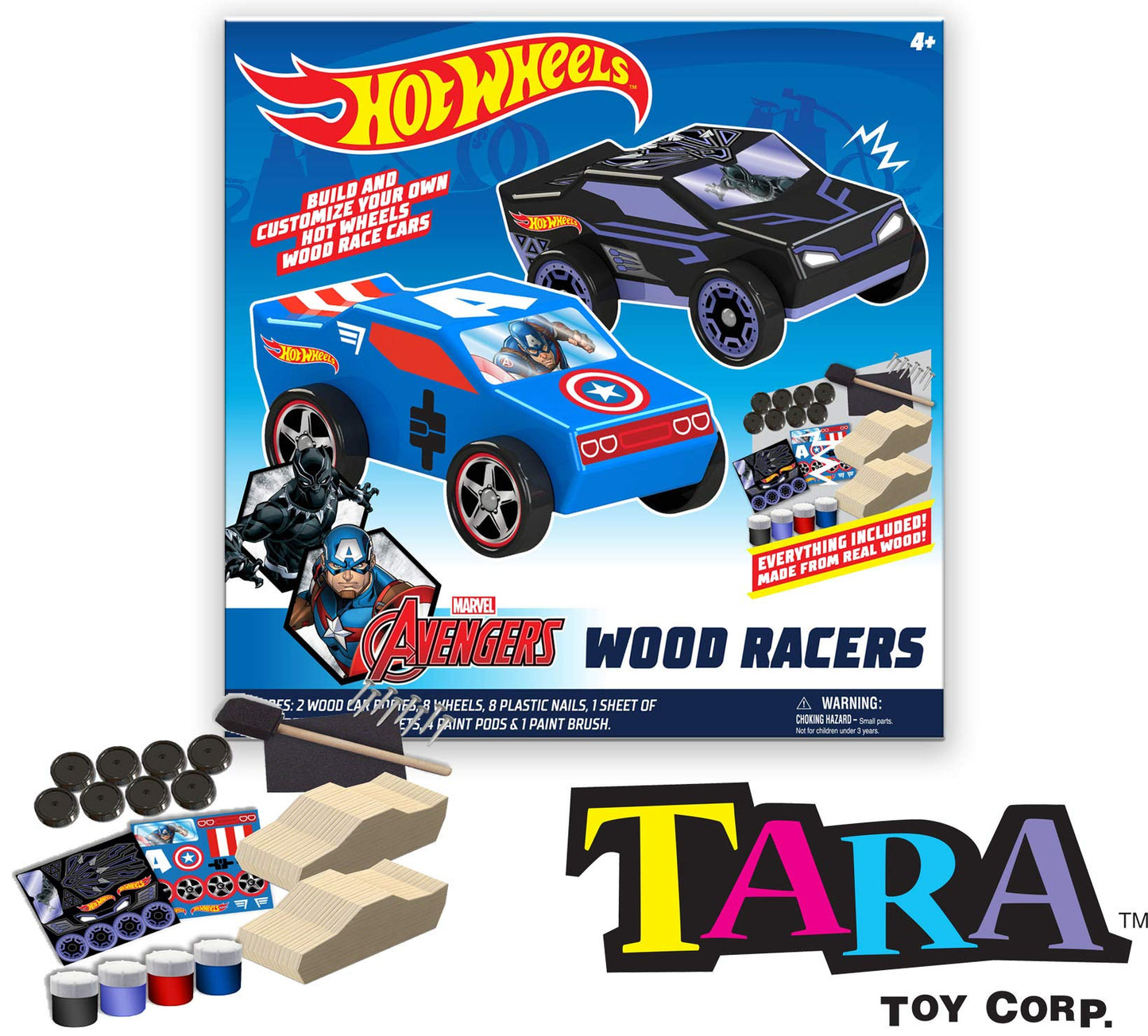 Hot Wheels Tara Toy 2pk Wood Racer - Black Panther/Capt America (58787)