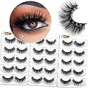 Eliace False Eyelashes Natural look 15 Pairs Fox & Cat Eye Lashes Wispy Strips, Mink Lashes Fake Eyelashes Fluffy Volume Dramatic Long Cross Wispies