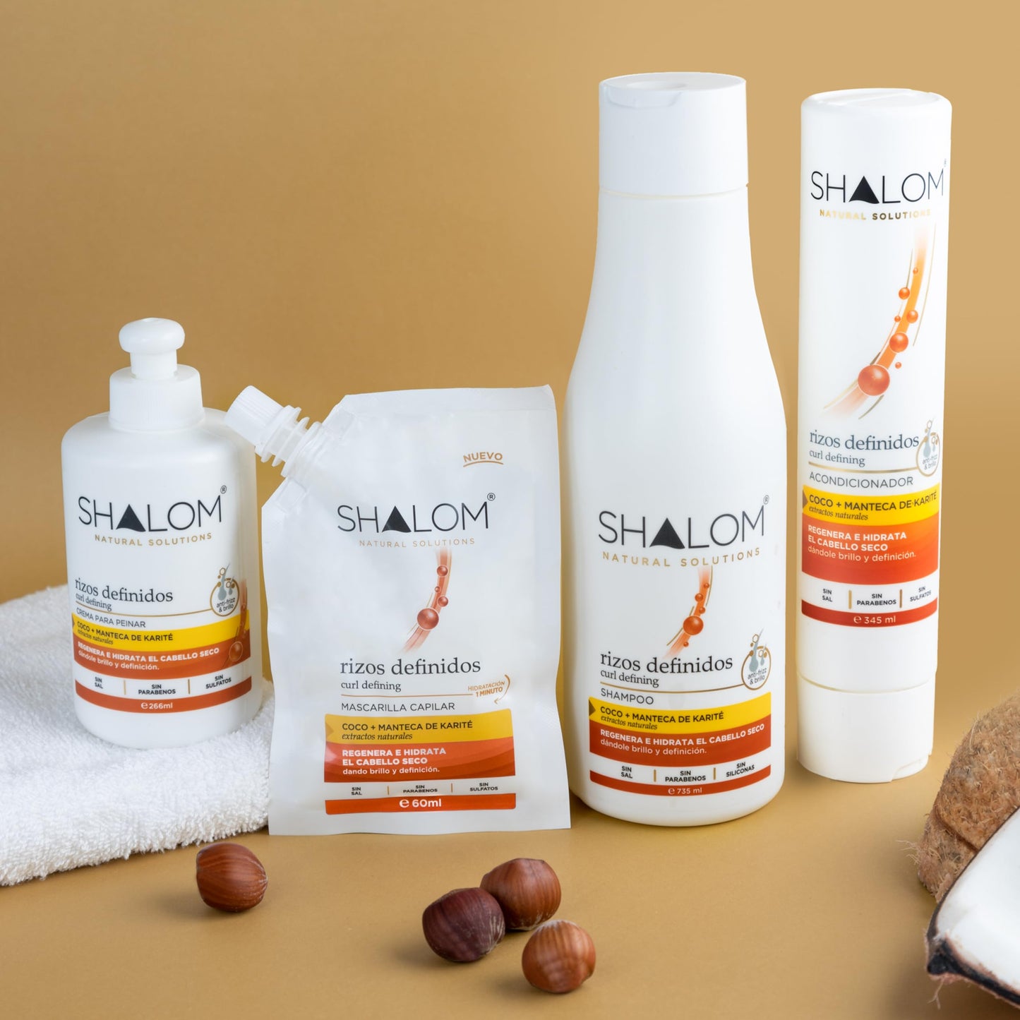 SHALOM Curl Defining Complete Kit with Coconut & Shea Butter - 25 fl oz Shampoo, 12 fl oz Conditioner, 2 fl oz Hair Mask, 9 fl oz Leave-in Conditioner