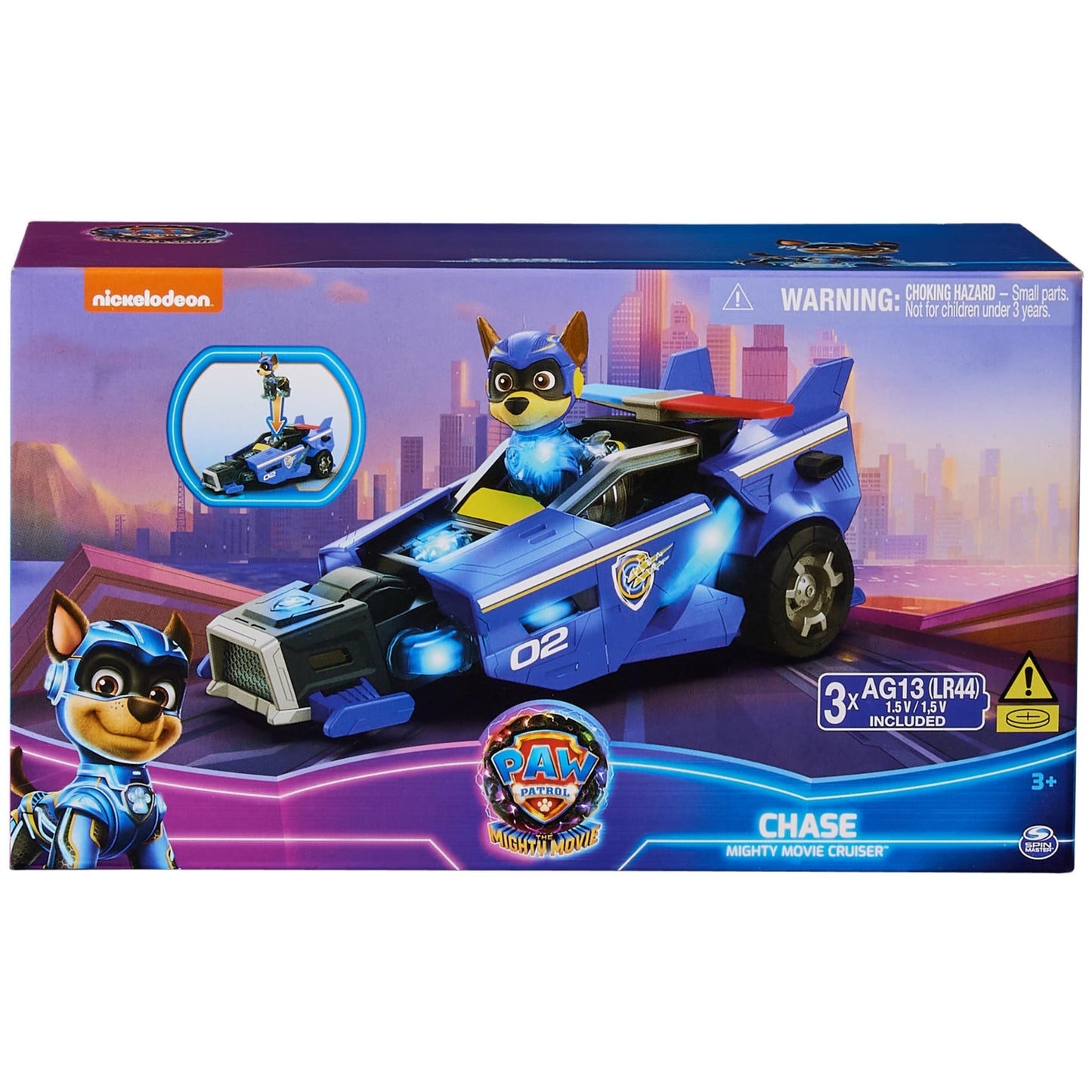 Paw Patrol: The Mighty Movie, Toy Car with Chase Mighty Pups Action Figure, Lights and Sounds, Kids Toys for Boys & Girls 3+