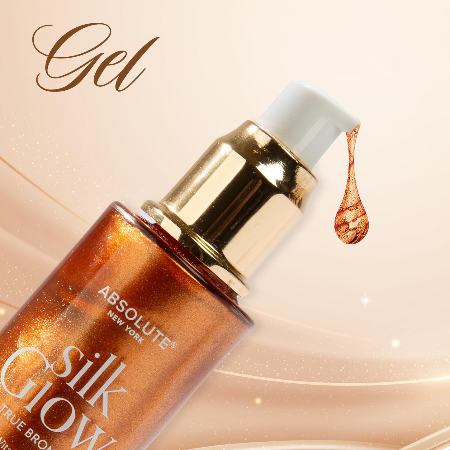 Absolute New York - Silk Glow Shimmer Mist Glow, Radiant, Shimmer Body & Face & Hair, Shea Butter, Coconut Oil, Vitamin E (SBGS04 Rose Gold Oil Gel