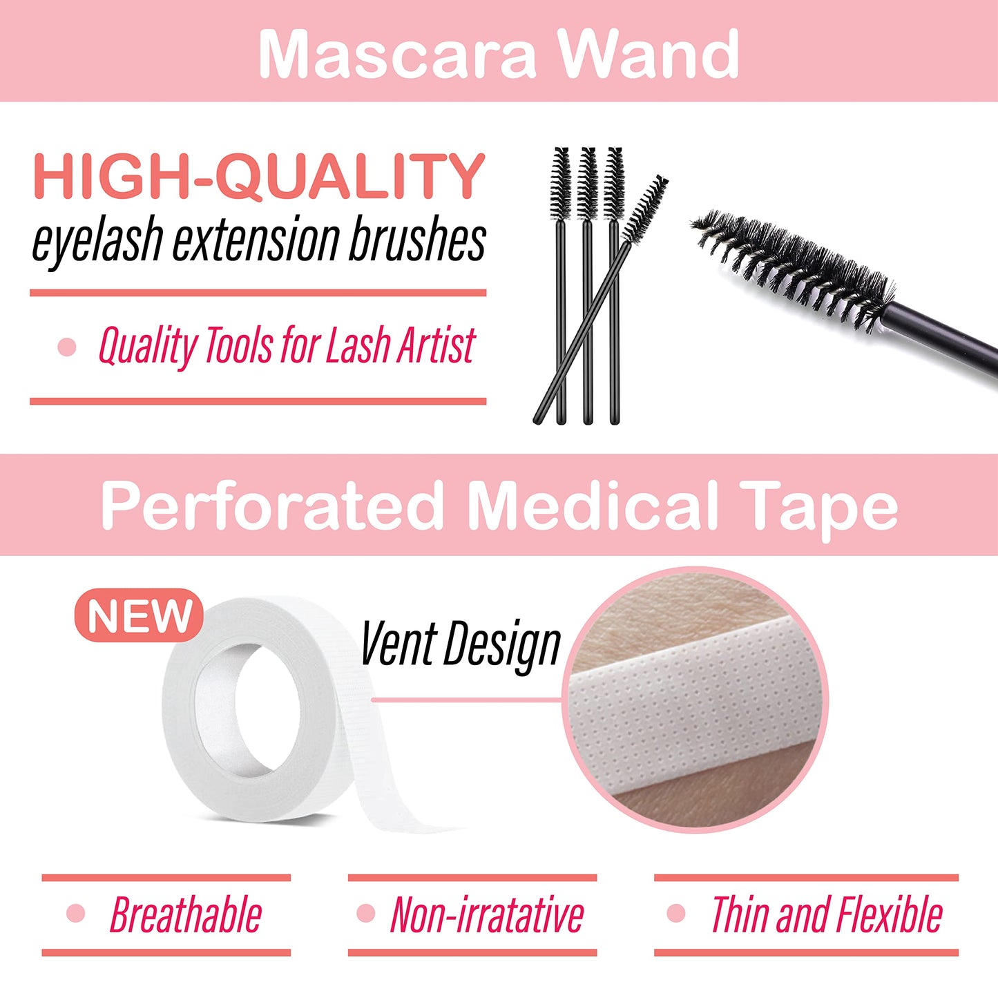 Lyon Lash Eyelash Extension Supplies 4x100 Packs - 100 Pairs Under Eye Gel Pads | 100 Disposable Mascara Brushes Wands | 100 Micro Applicators Brush |