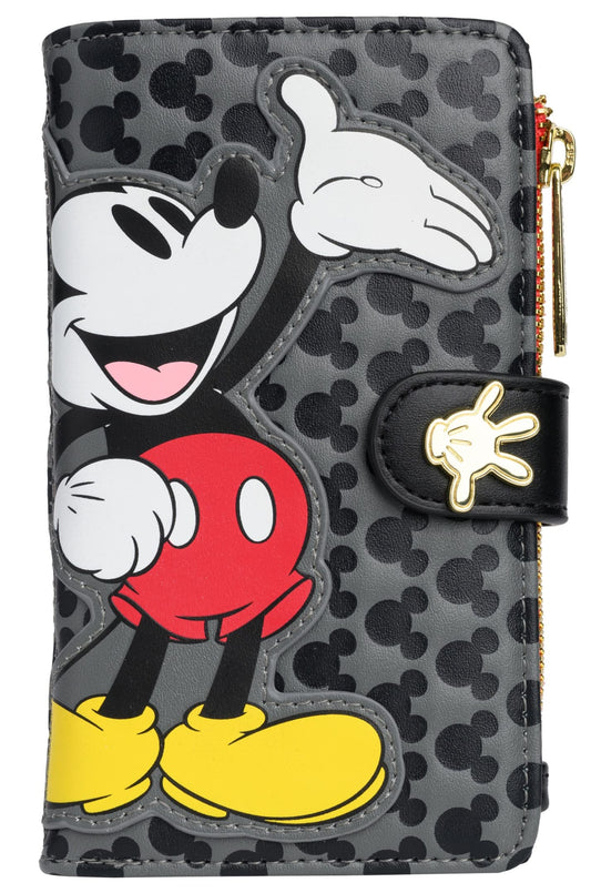 Loungefly Disney Mickey Mouse Faux Leather Wallet Womens Snap Flap Clutch