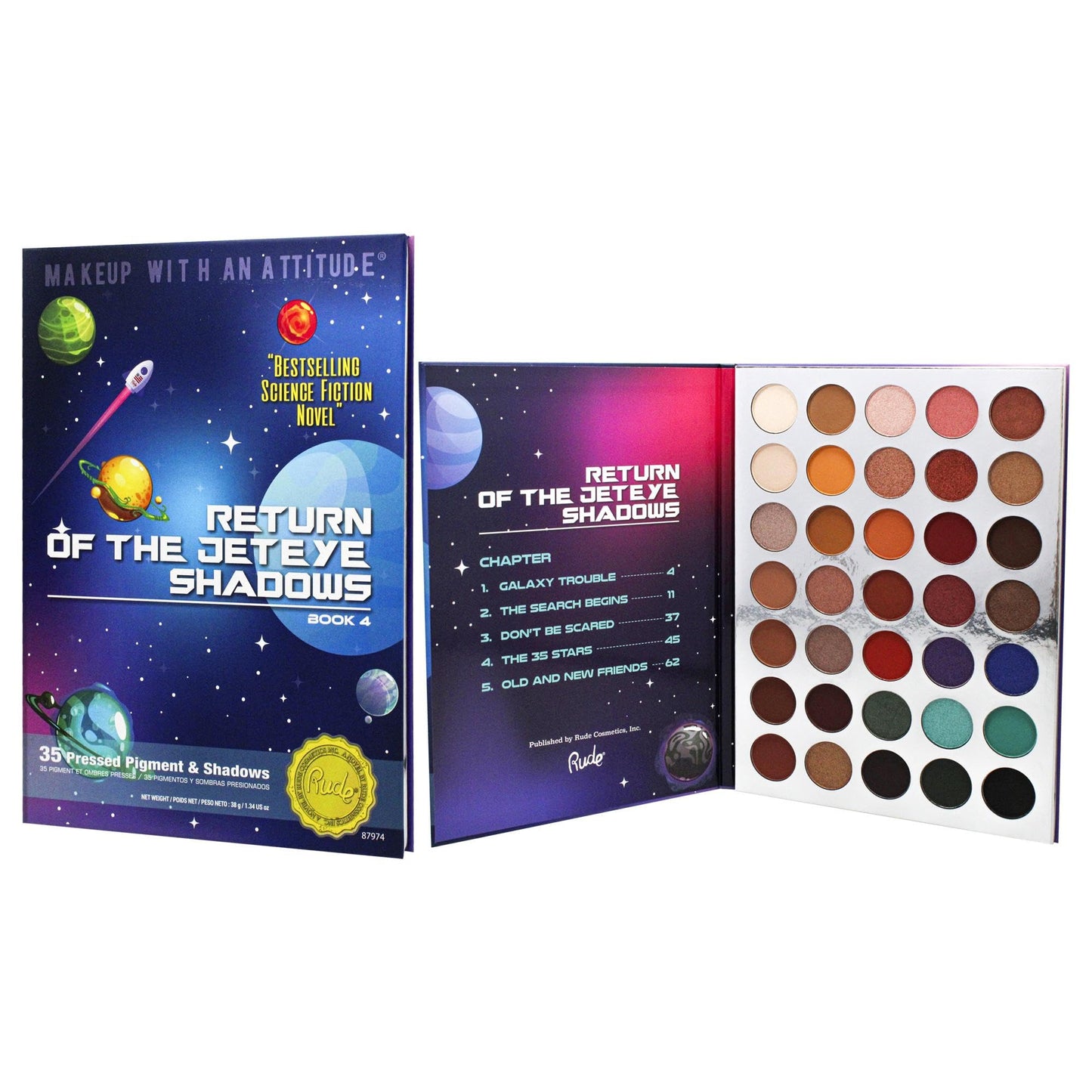 Rude Cosmetics Return of the Jeteye 35 Eyeshadows Palette - Book 4 for Women - 1.34 oz Eye Shadow