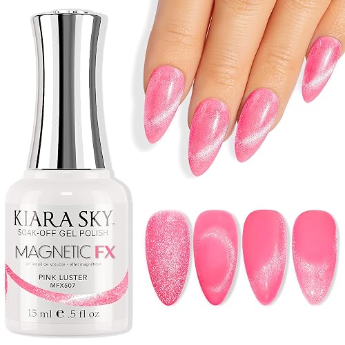 KIARA SKY Cat Eye Gel Nail Polish 15ml | Hot Pink Magnetic FX Cat Eye Gel Polish Soak Off | UV LED Nail Lamp Gel | Metallic Velvet Cat Eye Gel Polish Beauty & Personal Care KIARA SKY