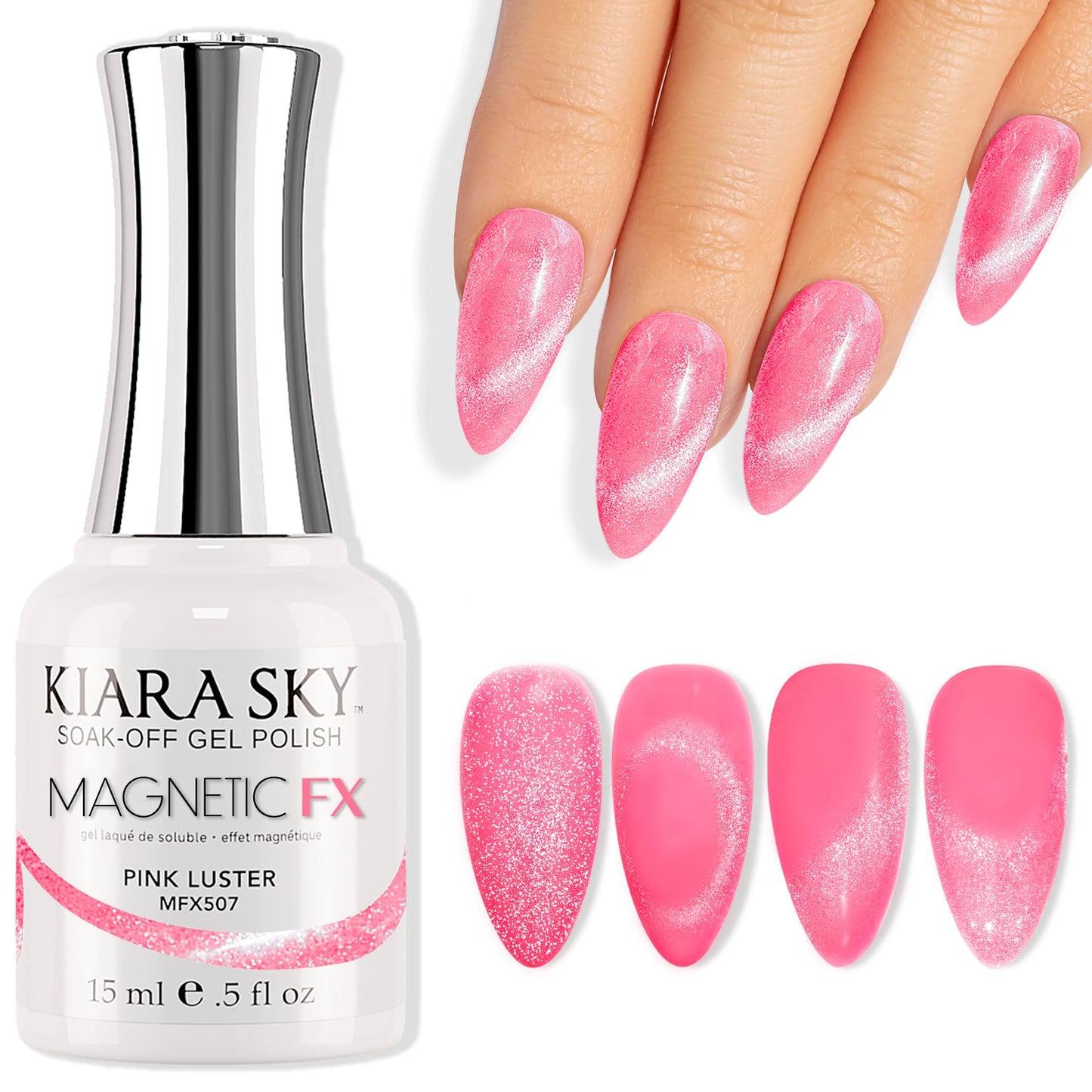 KIARA SKY Cat Eye Gel Nail Polish 15ml | Hot Pink Magnetic FX Cat Eye Gel Polish Soak Off | UV LED Nail Lamp Gel | Metallic Velvet Cat Eye Gel Polish Beauty & Personal Care KIARA SKY