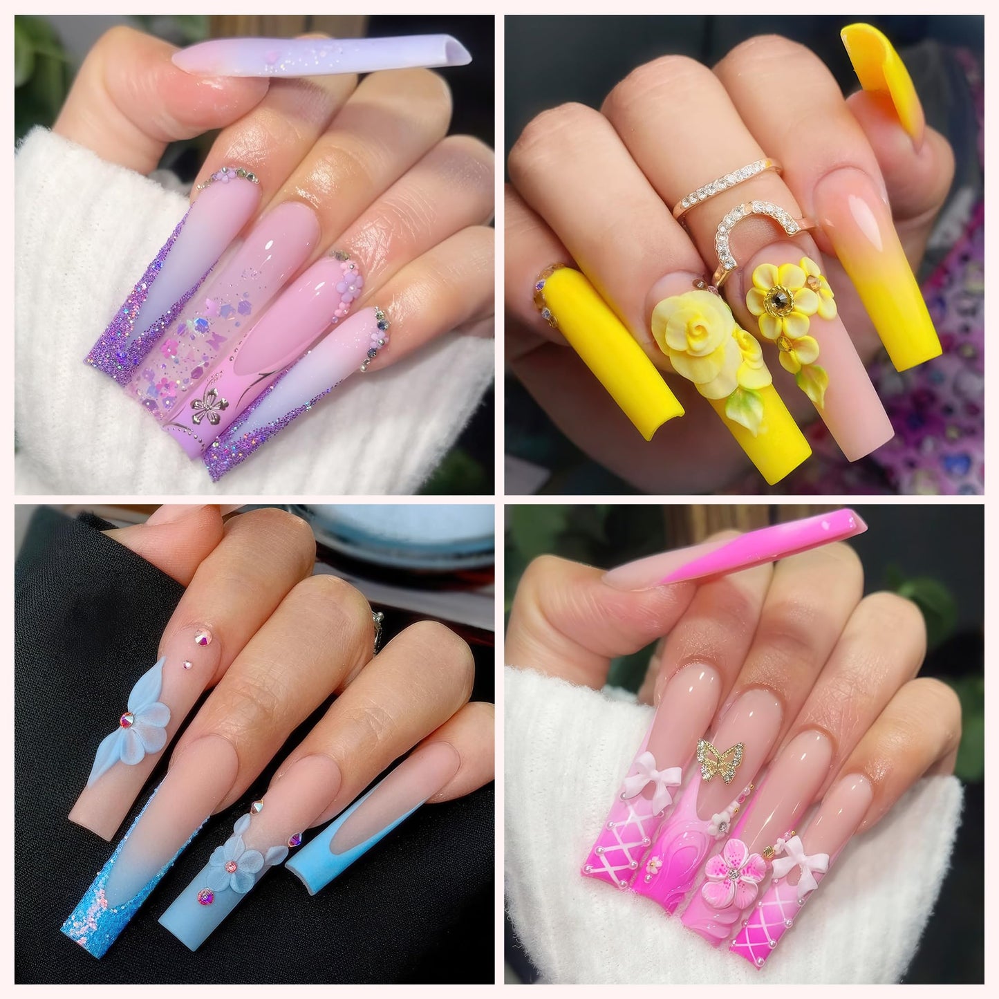 UNA GELLA Tapered Square Nail Tips XXL 216 PCS No C Curve Nail Tips Extra Long Straight Nails Half Fake No Trace for Acrylic Tips for Home DIY Beauty and Personal Care UNA GELLA