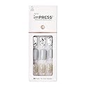 imPRESS Design, Press On Nails, Knock Out, Gray, Short, Size, Squoval, Shape, Includes 30 Nails, Prep Pad, Instructions Sheet, 1 Manicure Stick, 1