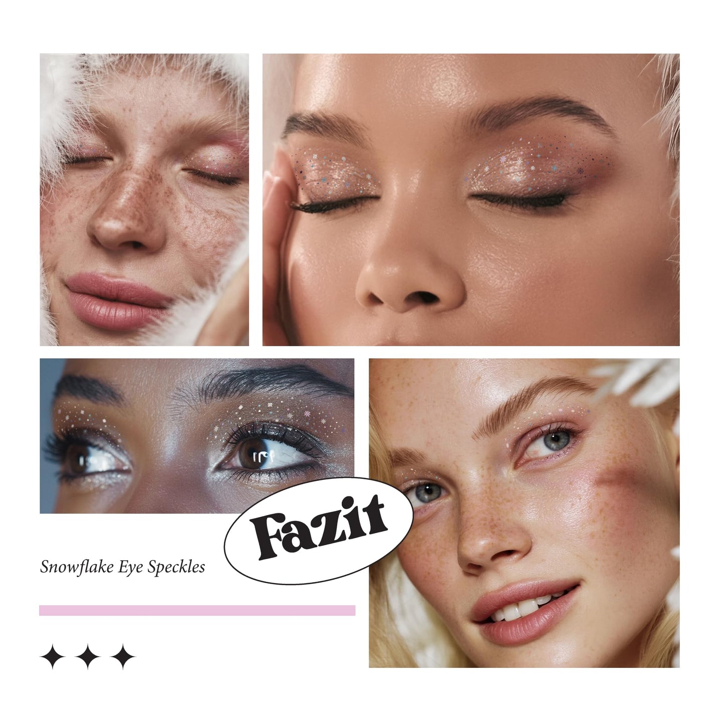 Fazit Makeup Patches - Snowflake Eye Speckles - Glow Up Make-Up Patches - Cute Glitter Makeup Accessories for Women - Cosmetic Glitter for Face