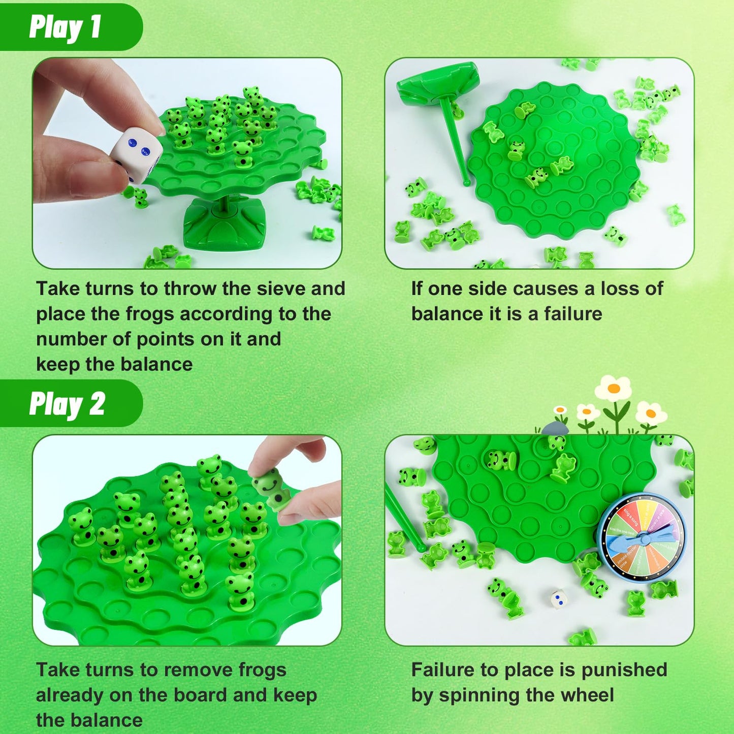 rytopt Frog Balance Game – 2-Player Interactive Tabletop Puzzle & Family Board Game for Kids Ages 4-12, Birthday Gift Toy