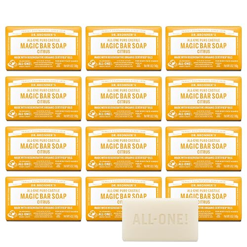 Dr. Bronner's Pure-Castile Magic Bar Soaps - Made with Regenerative Organic Certified Oils - For Face, Body, Hair- Vegan Soap Bars for Men & Women