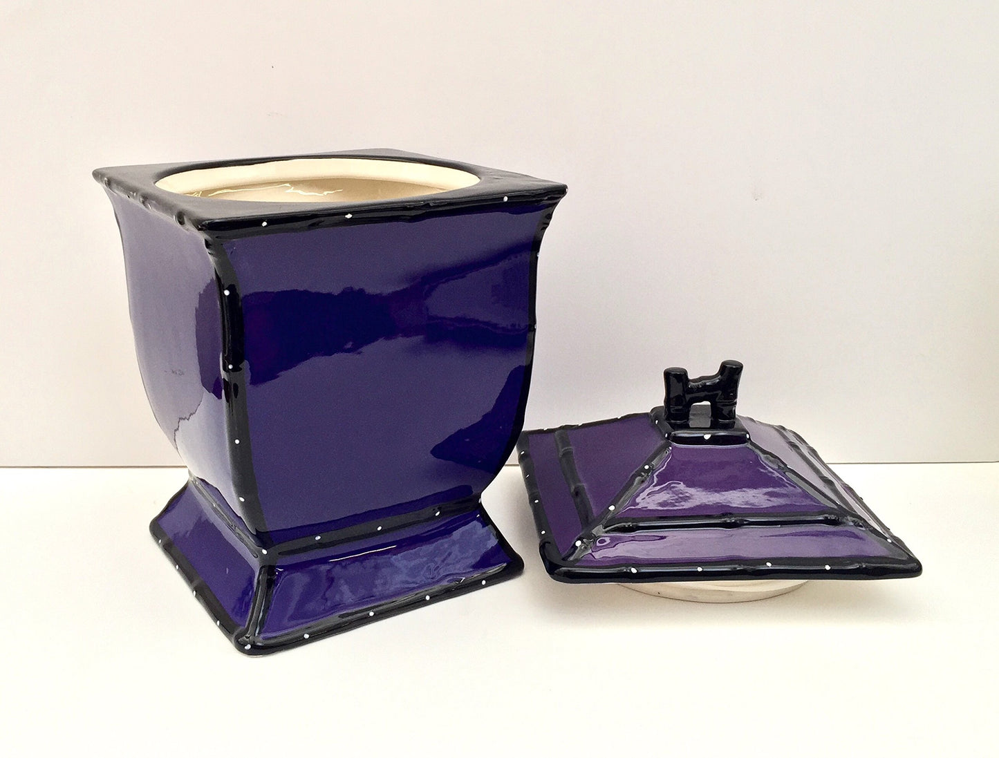 ACK Tuscany Hand Painted Ruffle Purple Cookie Jar, Ceramic Cookie Jar with Lid and and Rubber Seal, Food Storage Jar, Kitchen Décor, Snack Storage…