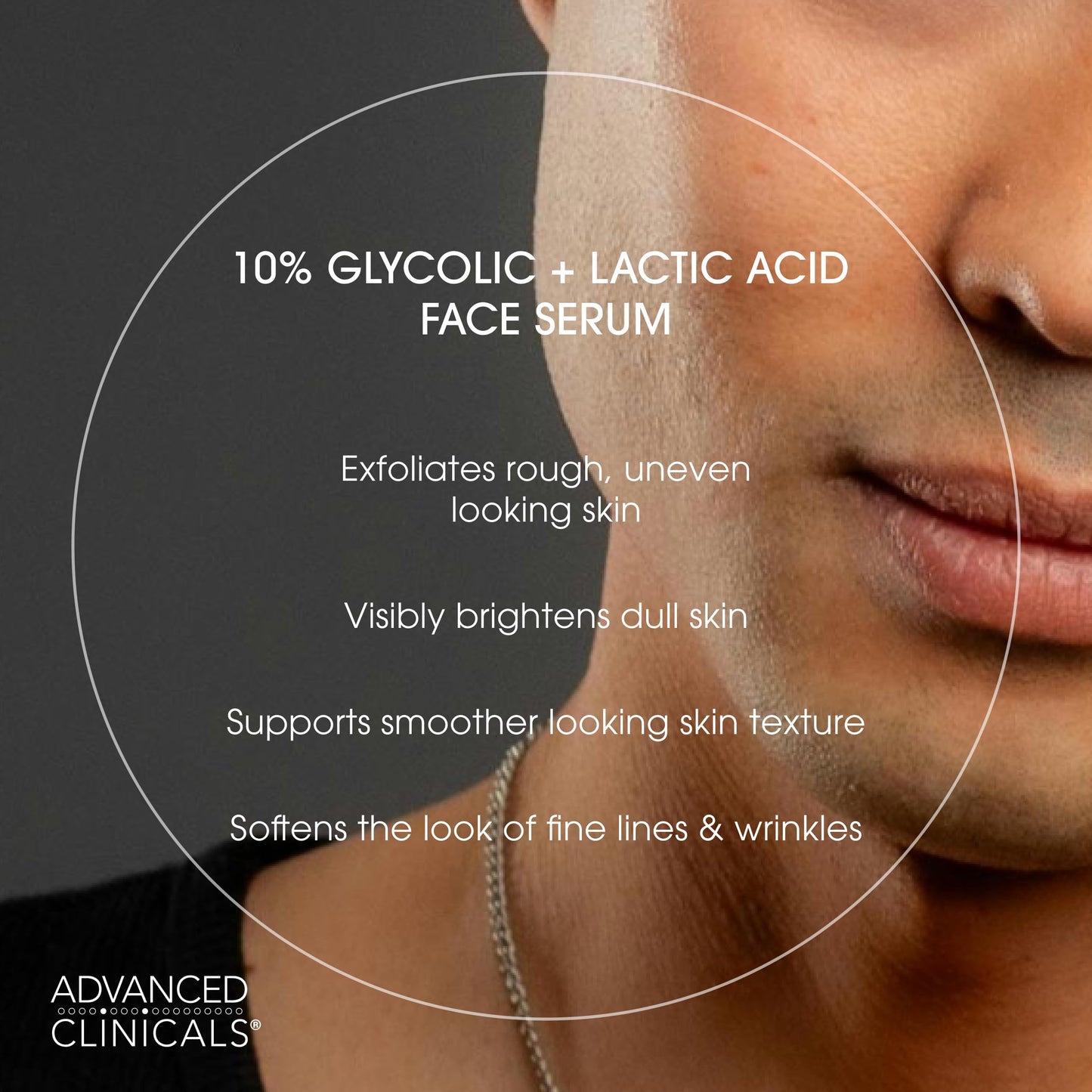 Advanced Clinicals Exfoliating 10% Glycolic Acid Serum For Face + Lactic Acid | Facial Exfoliant AHA + Salicylic Acid Serum To Improve Look Of Large