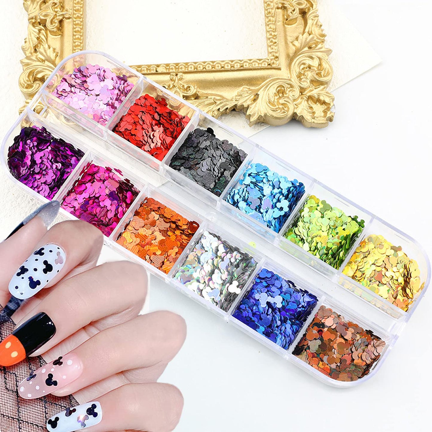 12 Color Nail Glitter Sequins 3D Shiny Flakes - Gold Glitters, Sparkle Decor DIY Craft