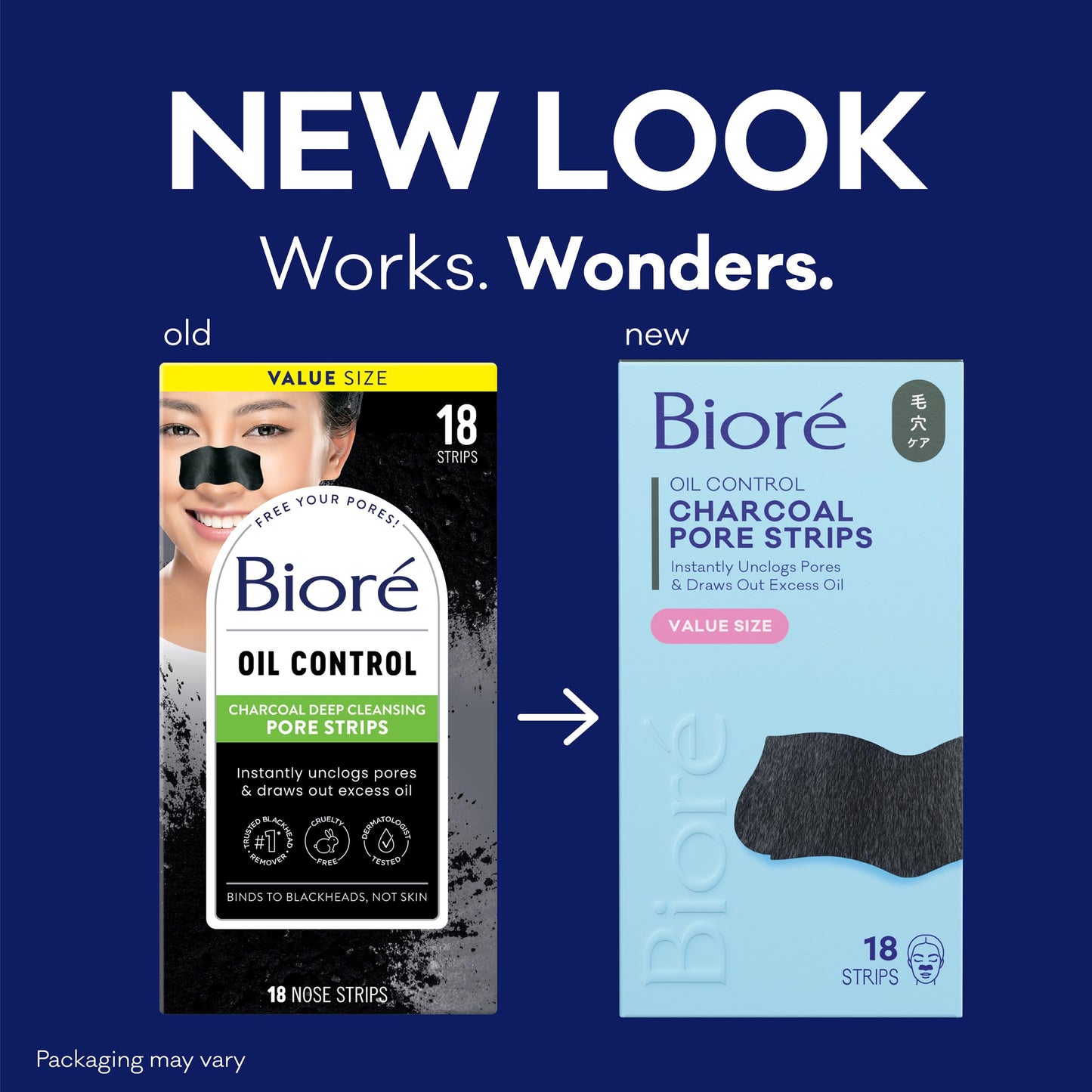 Biore Charcoal Deep Cleansing Pore Strips, Nose Strips for Blackhead Removal on Oily Skin, Features C-Bond Technology with Instant Pore Unclogging, 18 Beauty and Personal Care Bioré