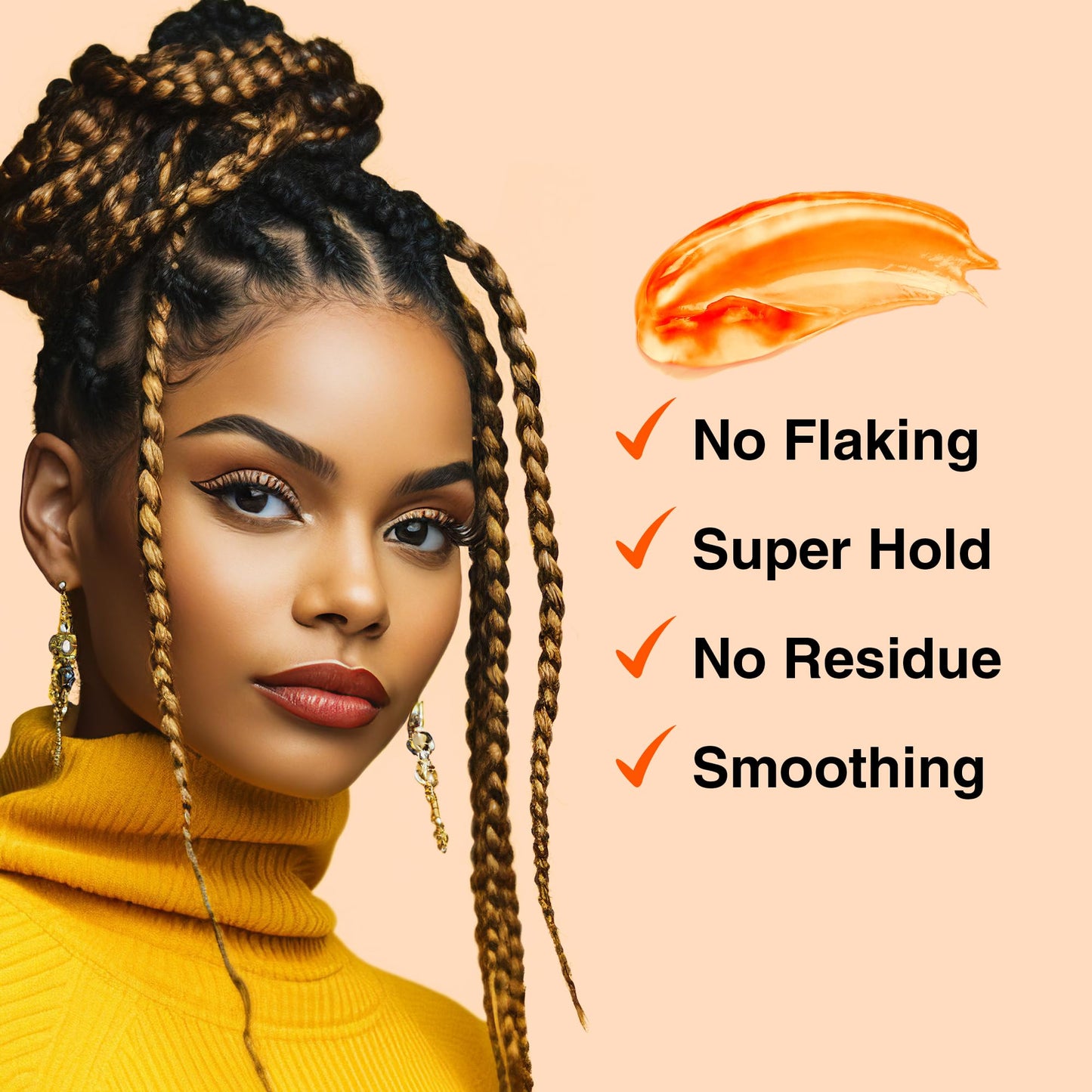 BELLATIQUE GRIP N GLIDE Braiding Gel Maximum Hold for LOC & Twist - No Flaking, No Whitening, Fast Drying, High Shine, Cool & Refreshing, Long Lasting