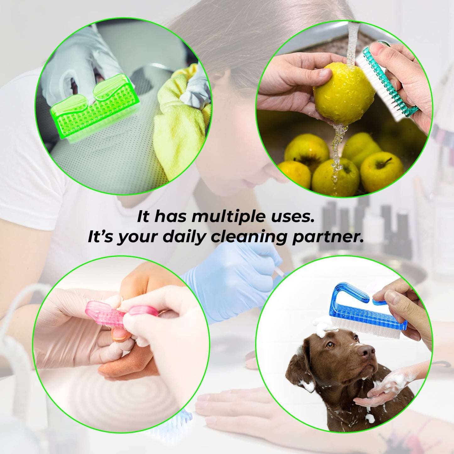 ROLECK 4 Pcs Nail Brush for daily Use - 4 Different Kinds of Fingernail brush with Plastic Handle Nail brush for cleaning Fingernails and Pedicure Beauty and Personal Care ROLECK