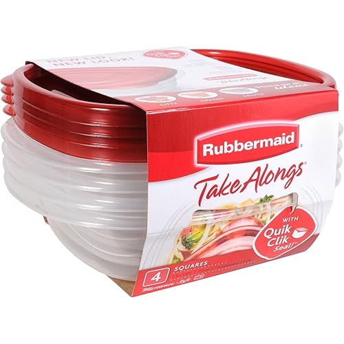 Rubbermaid TakeAlongs Sandwich Food Storage Containers, 2.9 Cup, Tint Chili, 4 Count