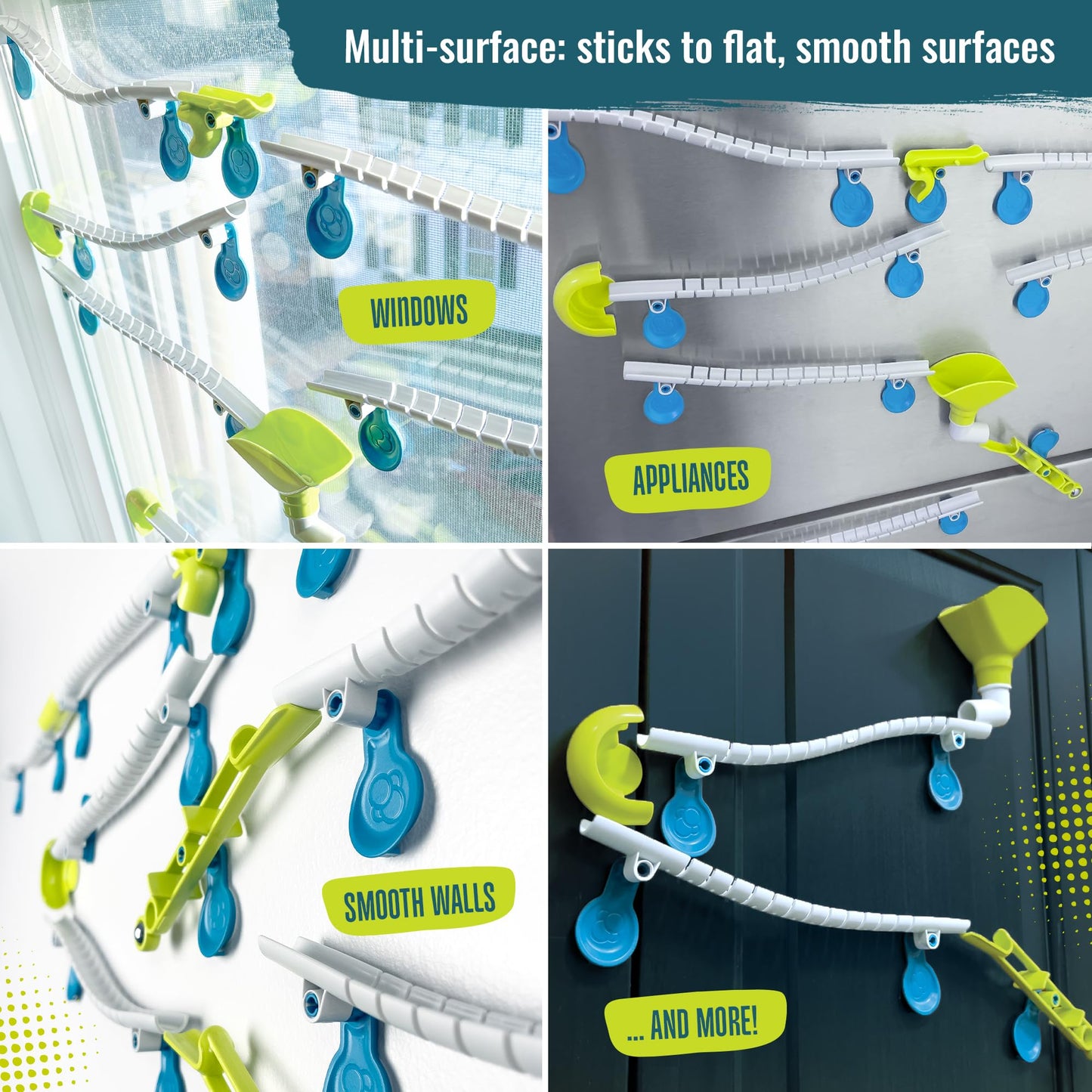 Gecko Run Marble Run Deluxe Starter Set – Vertical Tracks with Loops & Trampoline Tricks, Fast Setup with Nano-Adhesive Pads by Thames & Kosmos