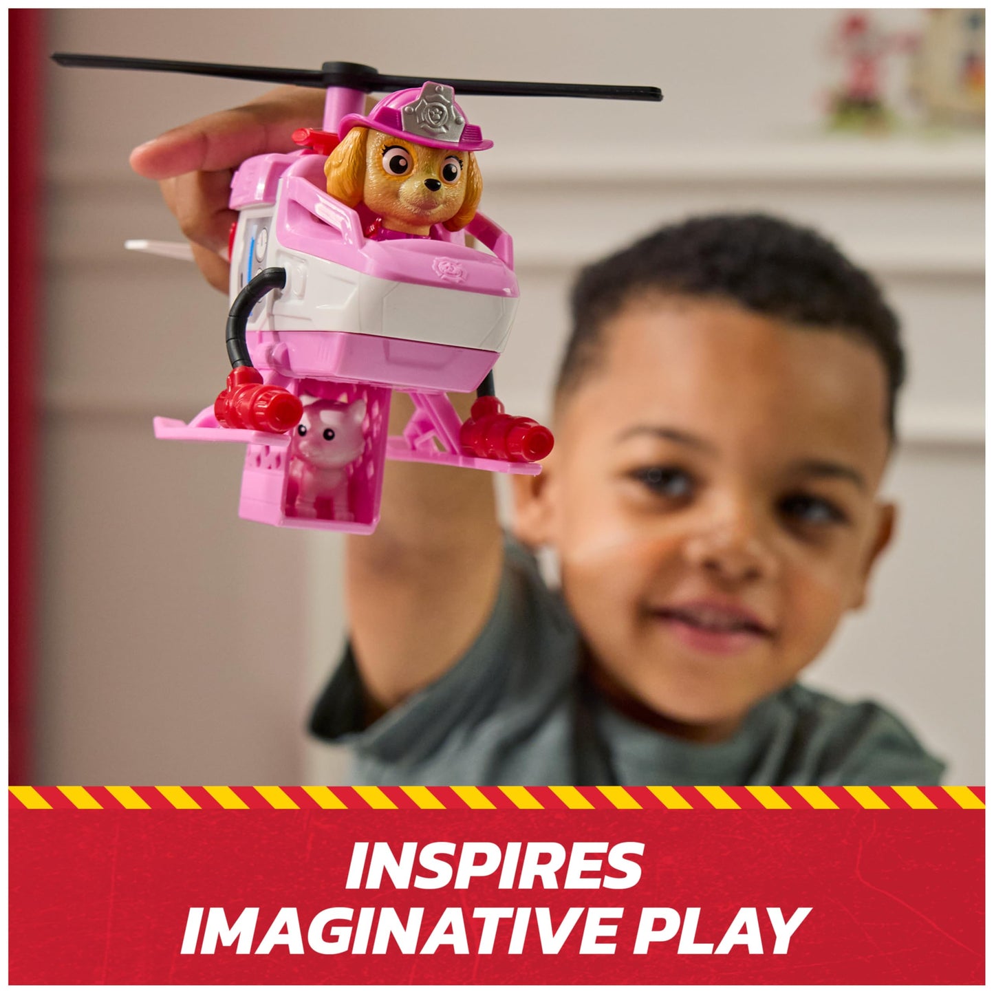 PAW Patrol Fire Rescue Skye Chopper – Toy Helicopter with Skye Figure & Kitty Friend, Action Playset for Kids Ages 3+