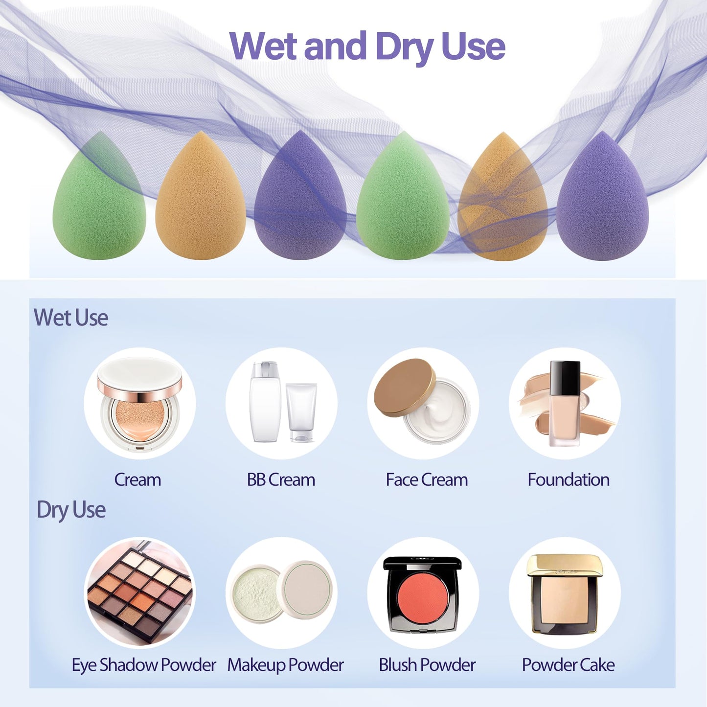 Snowflakes Mini Beauty Makeup Sponge Blender for Detailed Application Around the Eyes and Other Areas, 6 pcs, Latex Free, Small Makeup Sponges Under