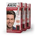 Just For Men Easy Comb-In Color Mens Hair Dye, Easy No Mix Application with Comb Applicator - Dark Brown, A-45, Pack of 3