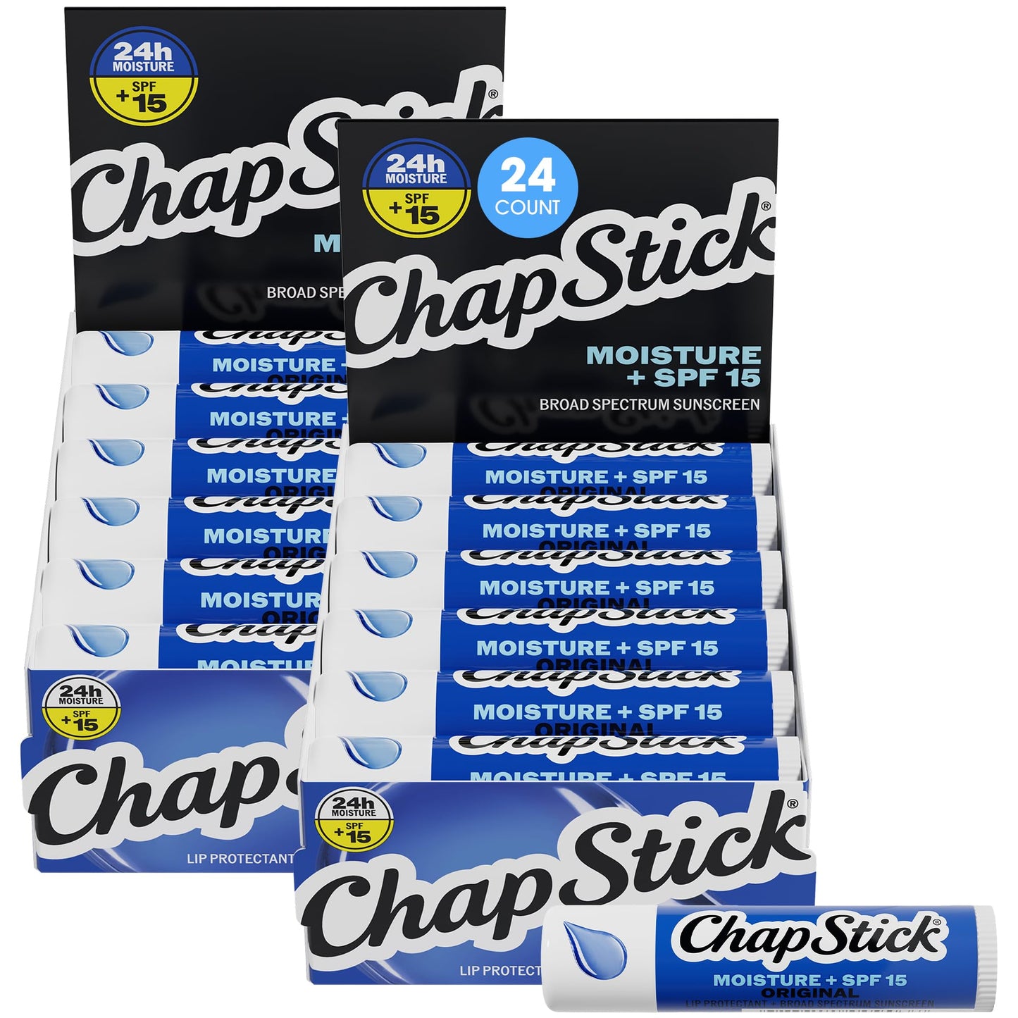 ChapStick Moisture + SPF 15 Bulk Lip Balm Sunscreen 24-Pack, 0.15 Oz Ea Beauty and Personal Care ChapStick