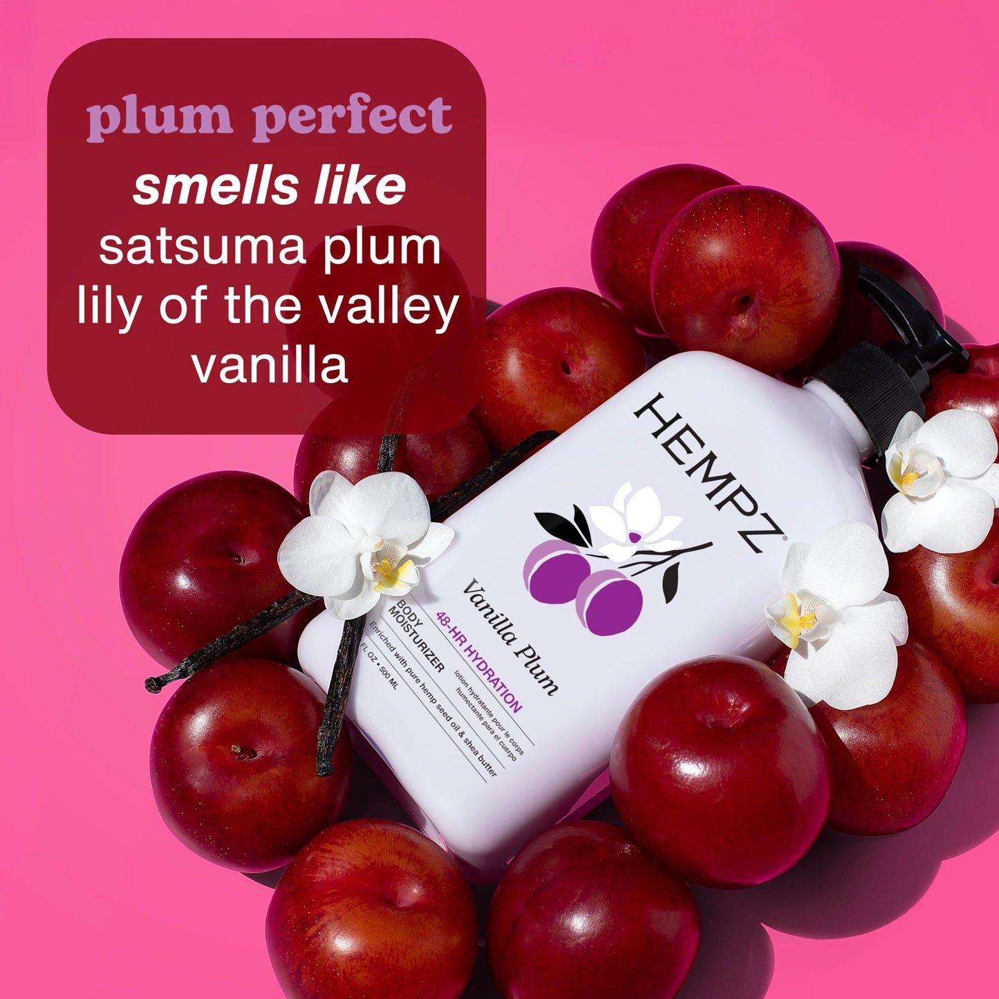 Hempz Limited Edition Vanilla Plum Hydrating Body & Hand Lotion 17 oz