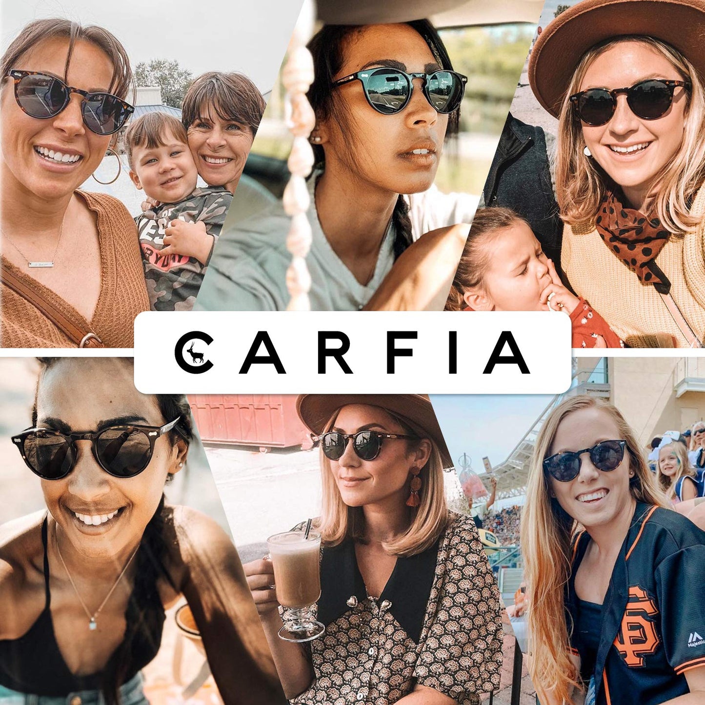CARFIA Polarized Sunglasses for Women UV Protection Small Face Acetate Frame CA5288