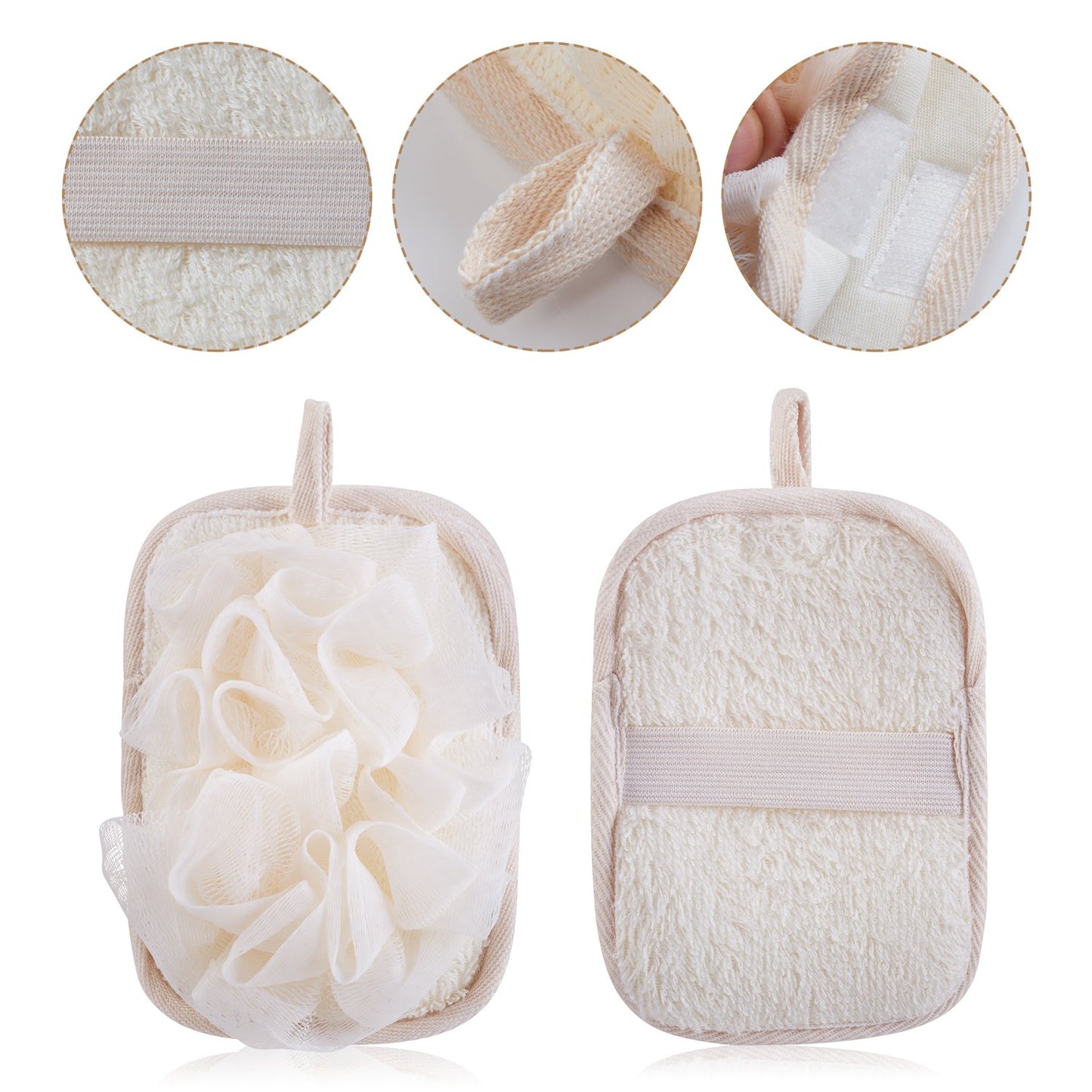 mikimini Bath Mitt for Women, Bath Pouf Mesh Brushes 1 PC Upgraded Version | Loofah Sponge & Exfoliating Pad 2 in 1 Professional Design | Exfoliating