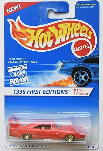 Hot Wheels 1996 First Editions #3 of 12 Models, red 1970 Dodge Charger Daytona 7 Spoke Wheels