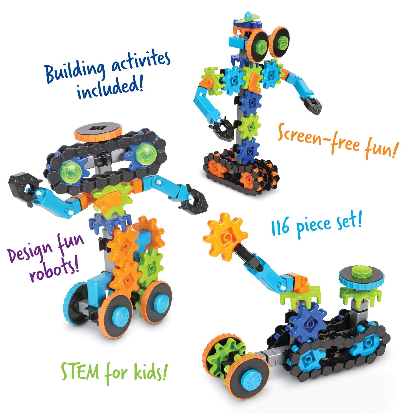 Learning Resources Gears! Gears! Gears! Robots in Motion Building Set - 116 Piece STEM Toy for Kids Ages 5+ - Buildable Robot Construction Playset