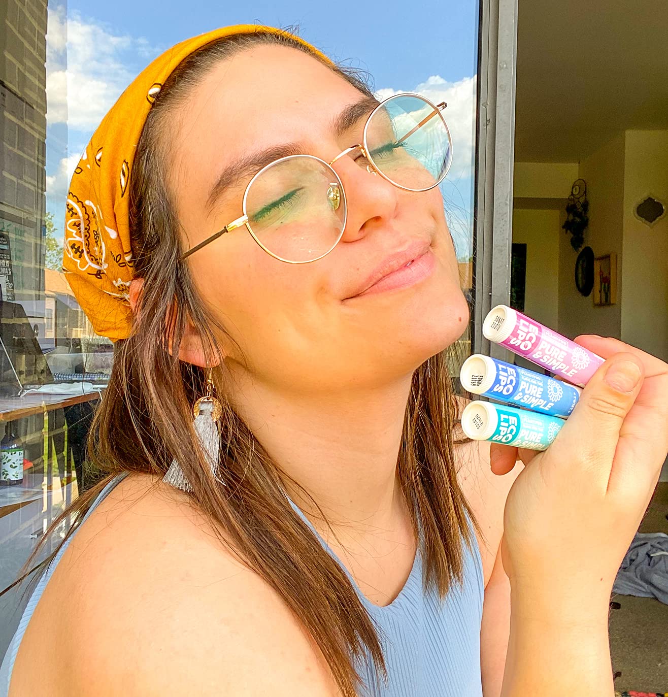 Eco Lips - Pure & Simple Raspberry, Coconut and Vanilla Organic Lip Balm 9-Pack (0.15 oz.) - 100% Natural. 100% Plastic-Free Plant Pod Packaging. Made