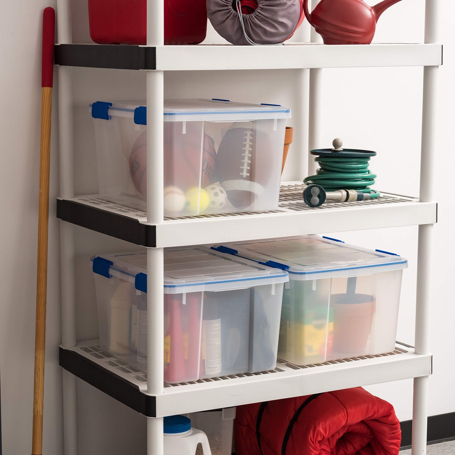IRIS USA 44 Qt Storage Box with Airtight Seal, 3 Pack - BPA-Free, Made in USA - Heavy Duty Moving Containers with Tight Latch Gasket Lid, Weather…