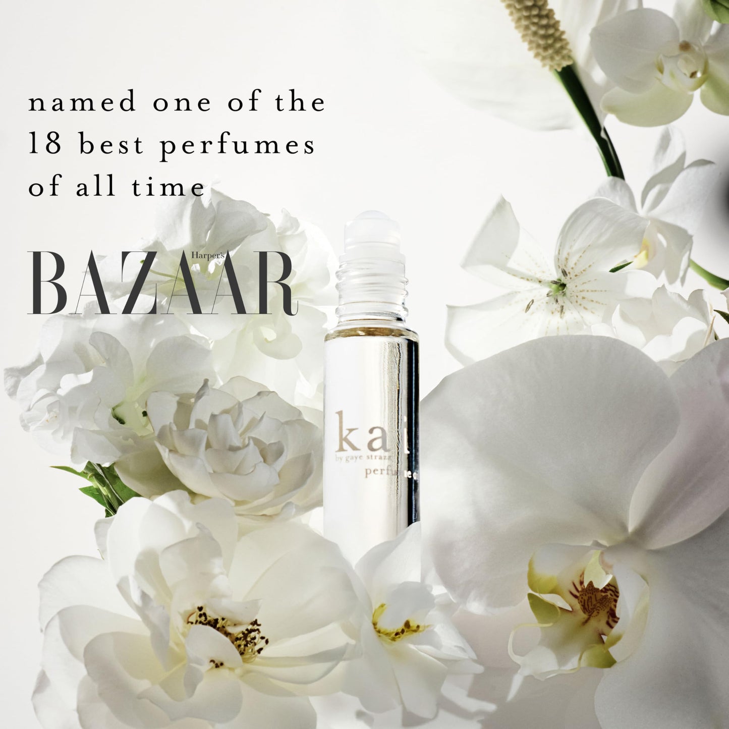 kai perfume oil - a fresh, beautiful, light gardenia scent wrapped in white exotics, 1/8 oz perfume roll-on | long lasting, serene, vegan, clean