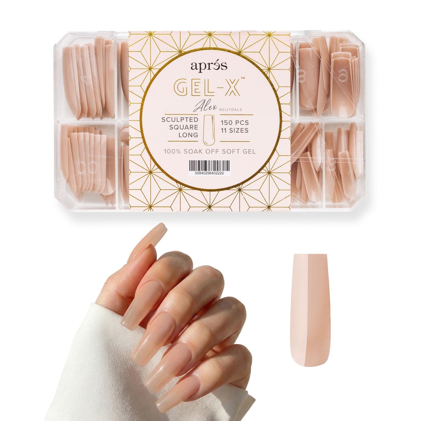 Apres Neutrals Gel-X Alex Box Of Nail Tips, 11 Sizes 00-9, Soft Gel Nail Tip Box, Nail Extensions (150pcs) (Sculpted Square Long, 150pcs) Beauty & Personal Care APRÉS