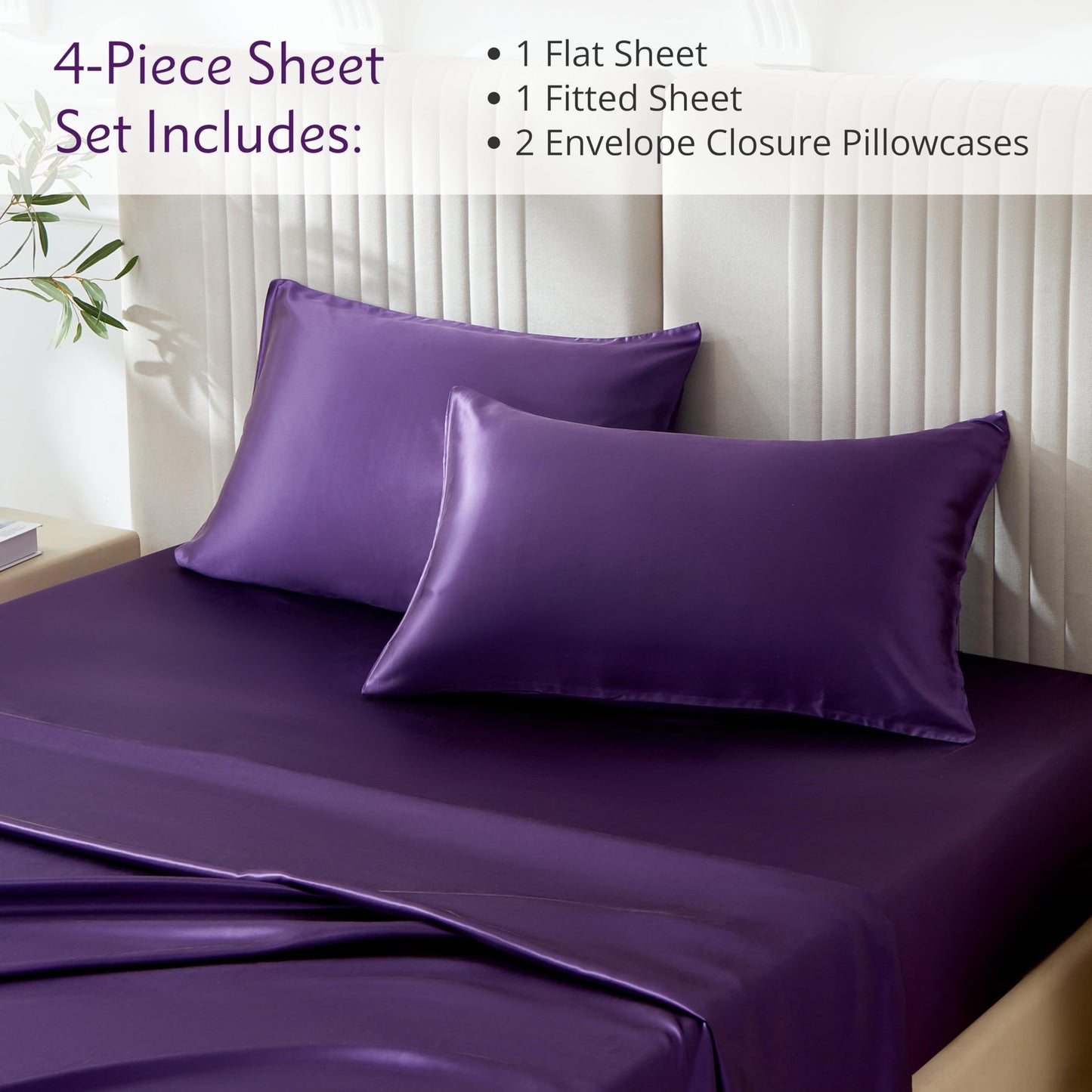 Mulberry Park Silks - 22 Momme 100% Mulberry Silk Sheets - Queen Size Bed Set - 16" Pocket - Luxurious Bed Sheets & Pillowcases, Skin-Friendly &