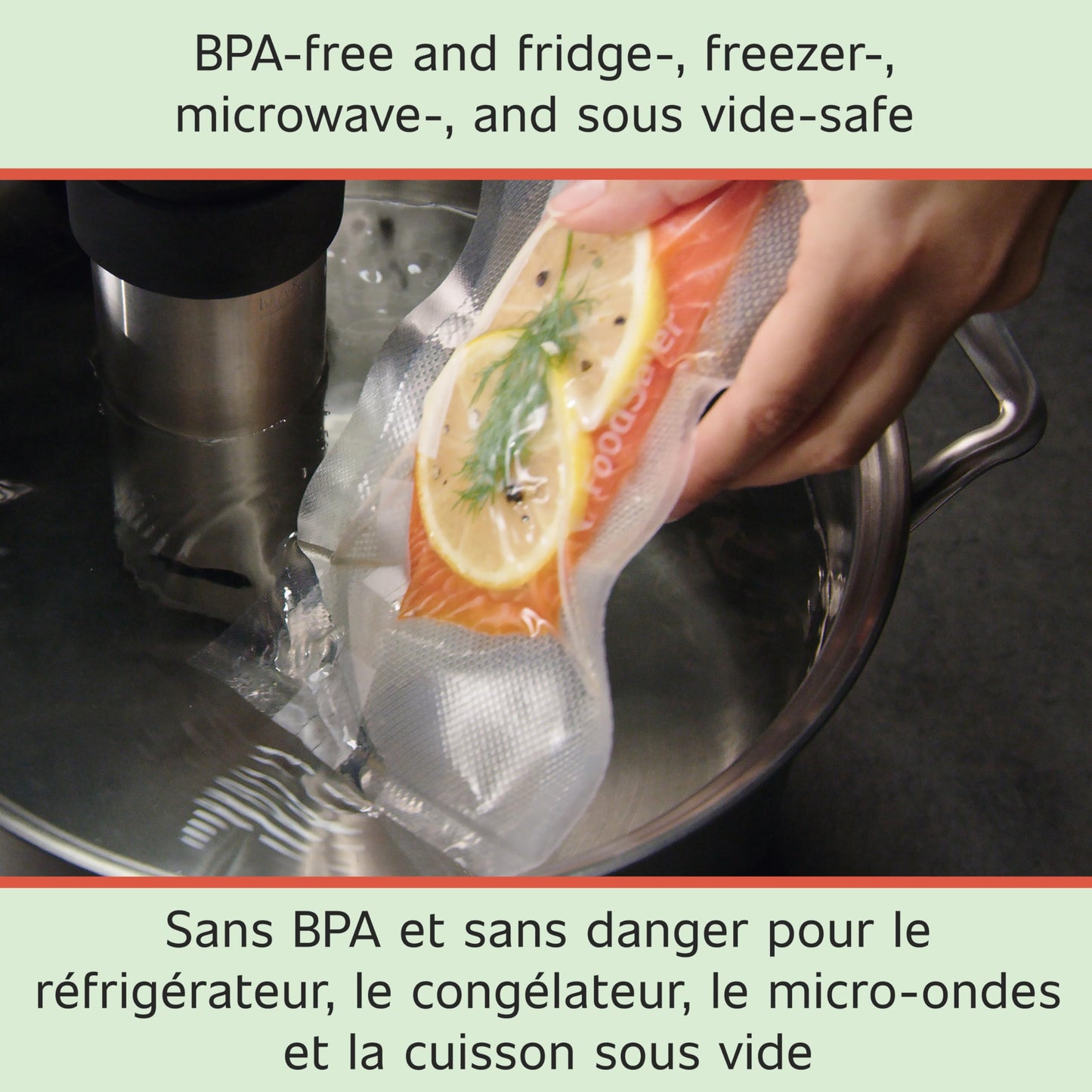 FoodSaver Vacuum Sealer Bags, Rolls for Custom Fit Airtight Food Storage and Sous Vide, 8" x 20' (Pack of 2)