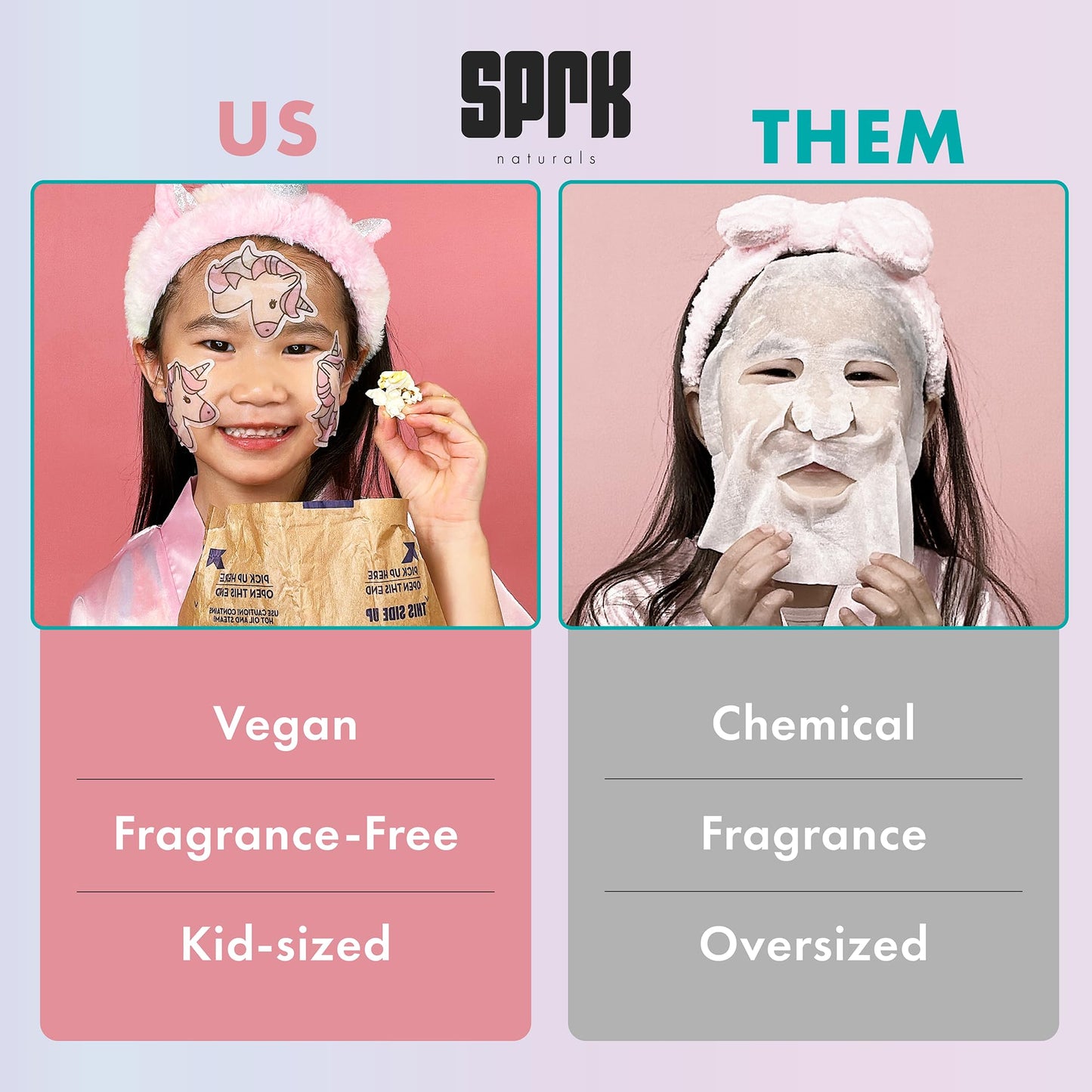 Unicorn Kids Face Masks Skincare Set (10pcs), Organic Vegan & Kid Safe Skin Care Ages 4+, Cute Animal Sheet Masks for Girls, Spa Day, Sleepover