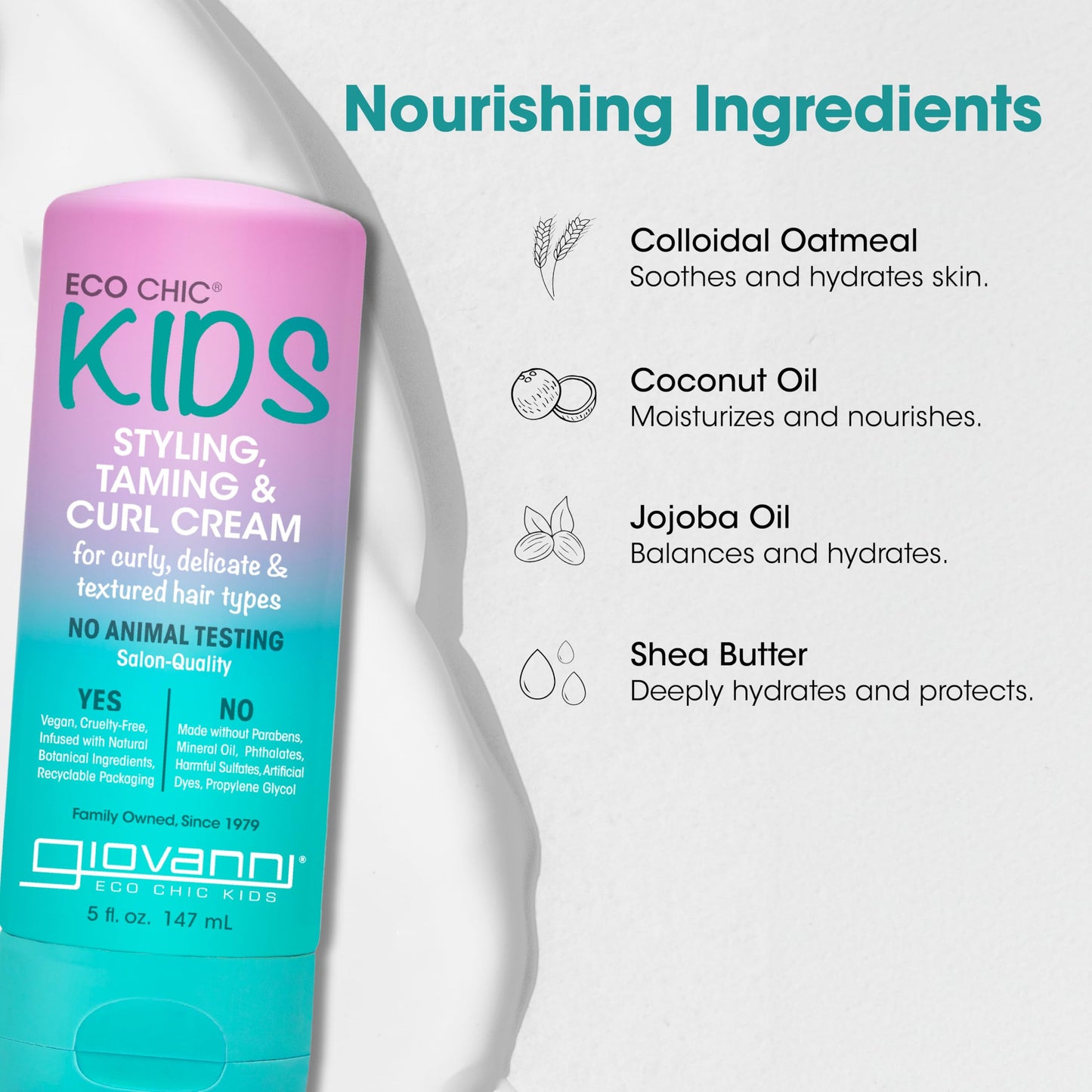Eco Chic KIDs Styling Taming & Curl Cream - Kids Curl Cream, Curly Hair Products, for Delicate and Textured Hair Types, Long-Lasting & Lightweight