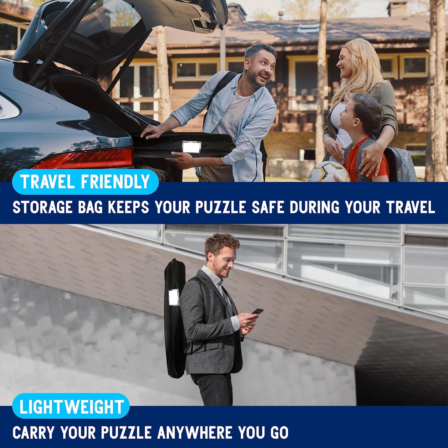 Gourbette Black Jigsaw Puzzle Mat Roll Up – Portable Puzzle Board & Saver for 500/1000/1500/2000 Piece Puzzles, Storage & Travel Keeper