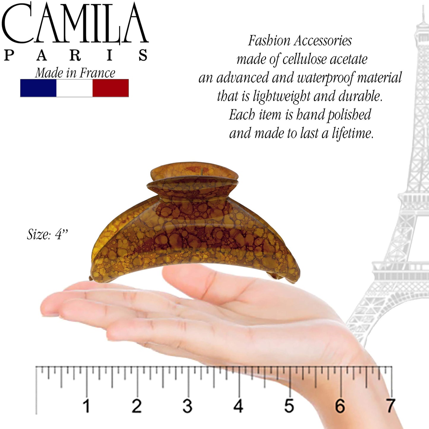 Camila Paris MP925 French Hair Clip for Women Thick Hair for Long Curly Wavy Hair, Girls Hair Claw Clips Jaw, Durable Styling Big Claw Clip for Thick