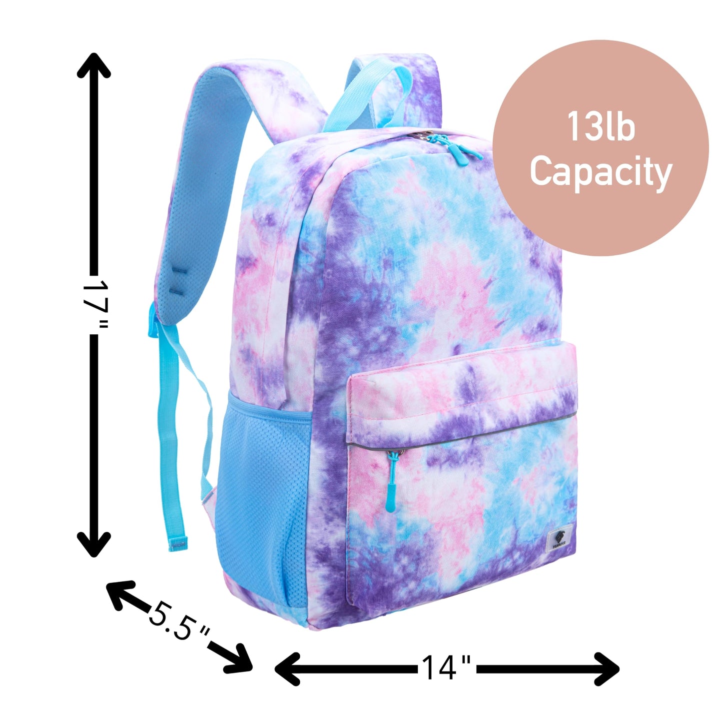 Fenrici Tie Dye Backpack with Lunch Box Set for Girls, School Bag with Laptop Compartment and Insulated Lunch Box, Tie Dye, Pink, Purple, Pastel