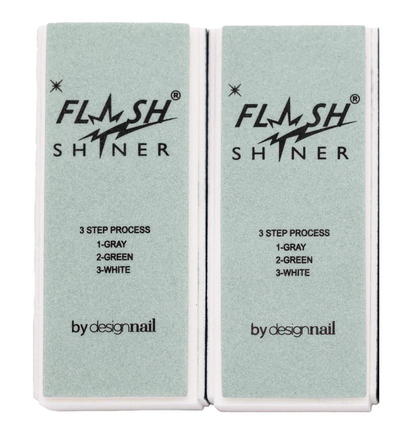 Flash Shiner® Block - 3-Way Nail Buffer (Gray/Black, Green & White) - Professional Nail Buffer for Natural Shine - Smooths, Conditions & Polishes