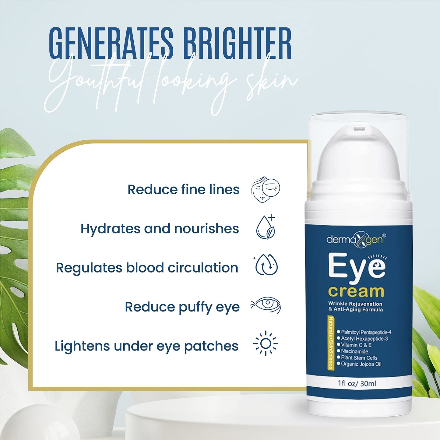 DERMAXGEN - Eye Cream Treatment for Dark Circles, Under Eyes to Smooth Fine Lines, Eliminate Dark Circles, and eye Bags, Moisturizing Eye Gel