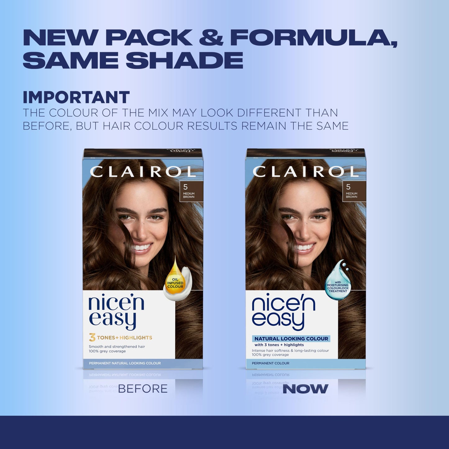 Clairol Nice'n Easy Permanent Hair Dye, 5 Medium Brown | 100% Gray Coverage | Long?Lasting, Natural?Looking Color & Shine | Pack of 1