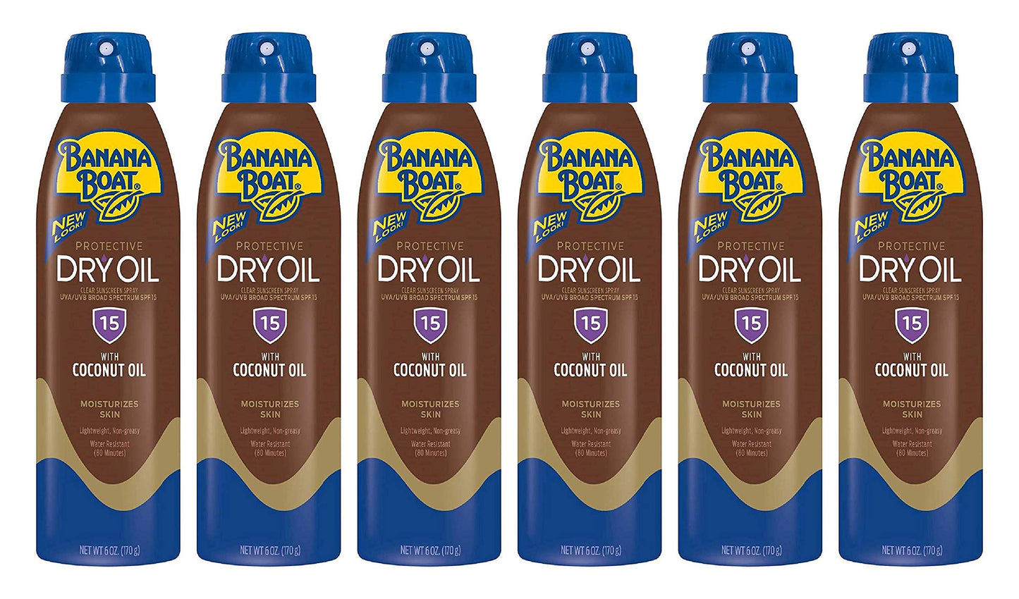 Banana Boat Continuous Spf#15 Spray Dry Oil With Argan Oil 6 Ounce (177ml) (6 Pack)