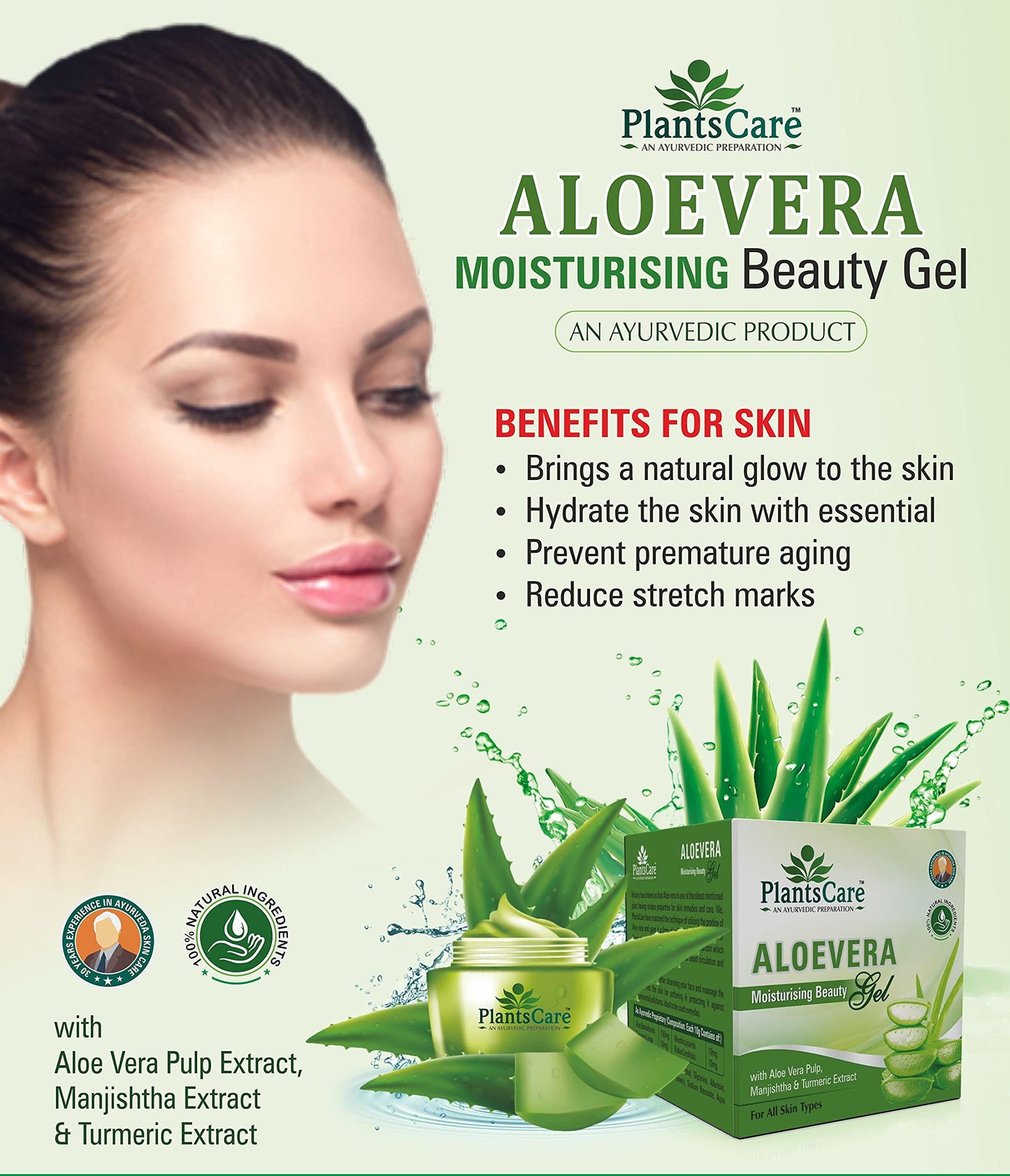 Plantscare Ayurvedic Aloevera Moisturising Gel 100g